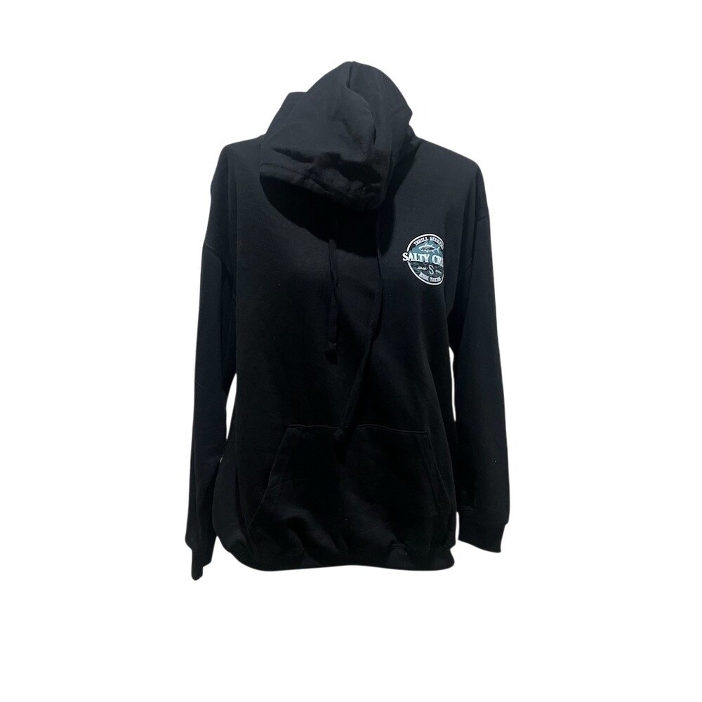Salty Crew Hoodie Mens L Black Graphic Logo Pullover Surf Fishing